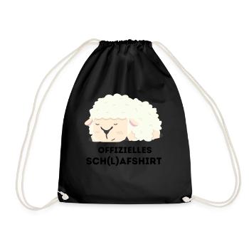 Offizielles Schlafshirt Schaf Schlafanzug Pyjama - Turnbeutel - Schwarz - Vorne