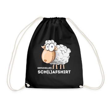 Offizielles Schlafshirt Schaf Schlafanzug Pyjama - Turnbeutel - Schwarz - Vorne