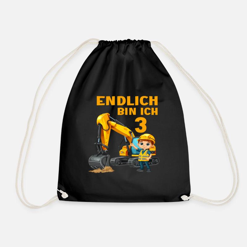 Bagger 3 Geburtstag Baggern Baggerfahrer 3 Jahre - Turnbeutel - Schwarz