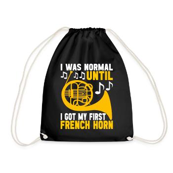 Horn Brass Instrument - Drawstring Bag - black - Front