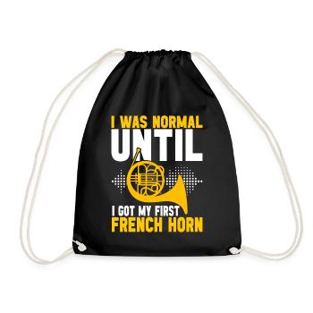 Horn Brass Instrument - Drawstring Bag - black - Front