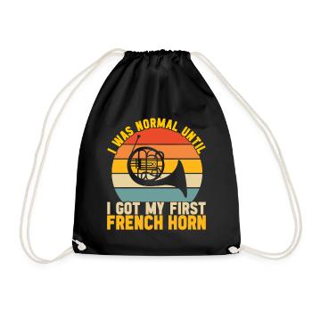 Horn Brass Instrument - Drawstring Bag - black - Front