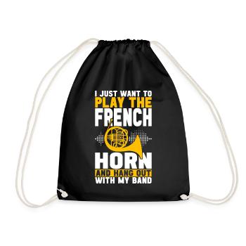 Horn Brass Instrument - Drawstring Bag - black - Front