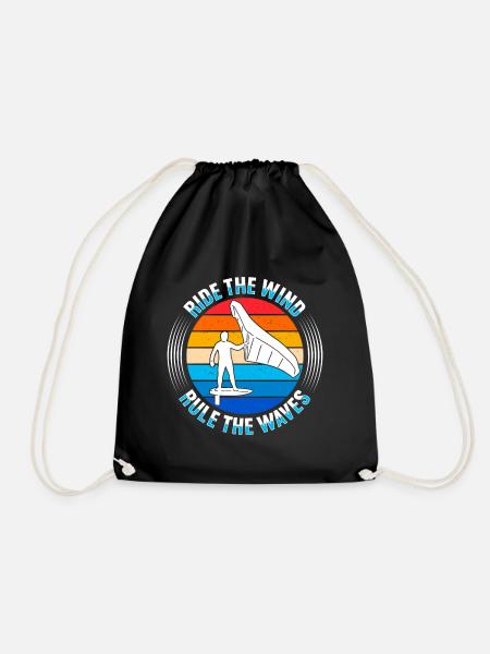 Wingsurfing Foil Wing Wing Boarding Wing Foiling - Drawstring Bag - black