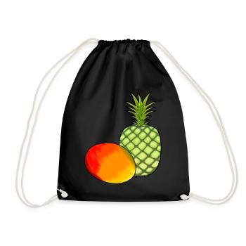 Mango, Fruit, Fruits, Pineapple, Vegetarian, Food - Drawstring Bag - black - Front