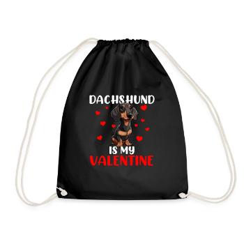 dachshund is my valentine, dog valentines - Turnbeutel - Schwarz - Vorne