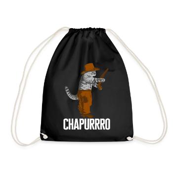 Cowboy Shirt, Chapurro Cat In Cowboy Chaps - Drawstring Bag - black - Front