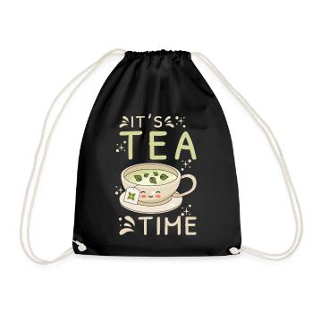 Tea Time Cute Tea Lover Kawaii Tea - Drawstring Bag - black - Front