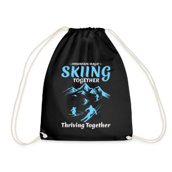 Magie de la montagne Skier ensemble Vacances en famille Ski - Sac de sport léger - noir - Devant