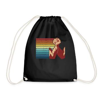 Retro Exercise Hand Wrestling Techniques Arm - Drawstring Bag - black - Front