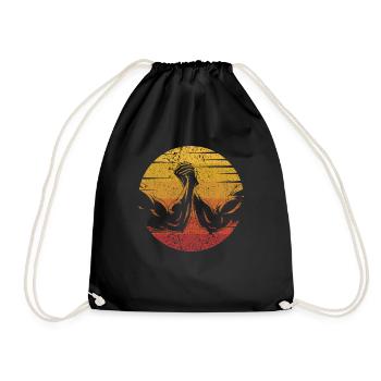 Retro Exercise Hand Wrestling Techniques Arm - Drawstring Bag - black - Front