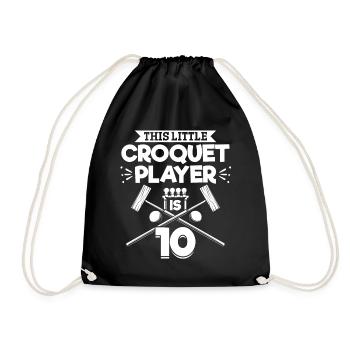 10th Birthday Party Croquet Player 10 Years - Drawstring Bag - black - Front
