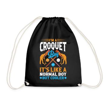 Croquet Player Boy Croquet Boy - Drawstring Bag - black - Front