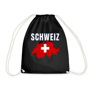 Schweiz 2024 Trikot - Schweizer Fahne Schweiz - Turnbeutel - Schwarz - Vorne
