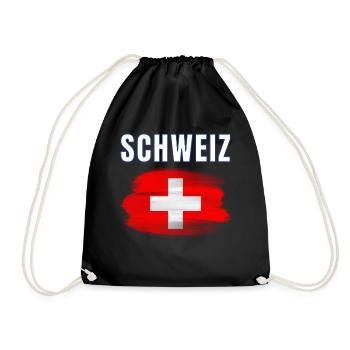 Schweiz 2024 Trikot - Schweizer Fahne Schweiz - Turnbeutel - Schwarz - Vorne