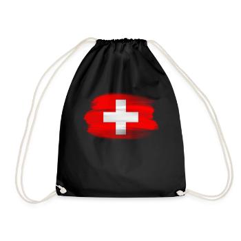 Schweiz 2024 Trikot - Schweizer Fahne Schweiz - Turnbeutel - Schwarz - Vorne
