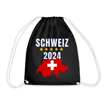 Schweiz 2024 Trikot - Schweizer Fahne Schweiz - Turnbeutel - Schwarz - Vorne