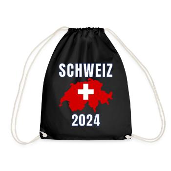 Schweiz 2024 Trikot - Schweizer Fahne Schweiz - Turnbeutel - Schwarz - Vorne