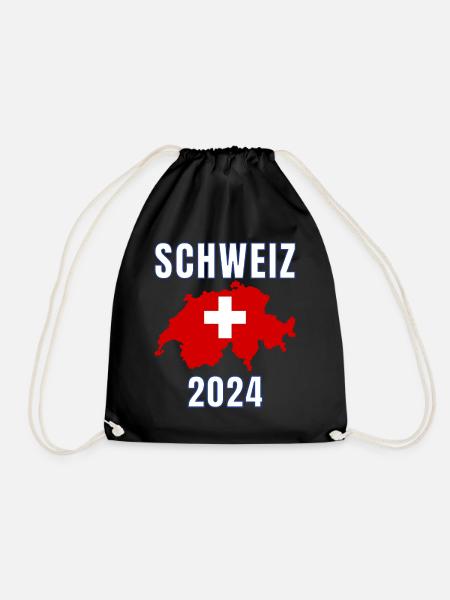Schweiz 2024 Trikot - Schweizer Fahne Schweiz - Turnbeutel - Schwarz