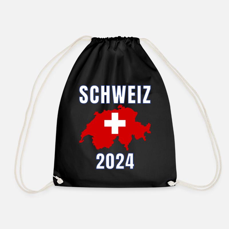 Schweiz 2024 Trikot - Schweizer Fahne Schweiz - Turnbeutel - Schwarz