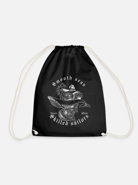 Smooth Sea Skilled Sailor Sailing Nautical Quote - Drawstring Bag - black