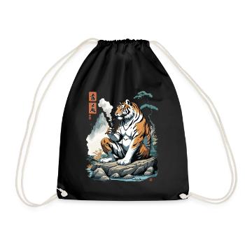 Ukiyo-E Tiger Berg Asiatische Kunst Streetwear - Turnbeutel - Schwarz - Vorne