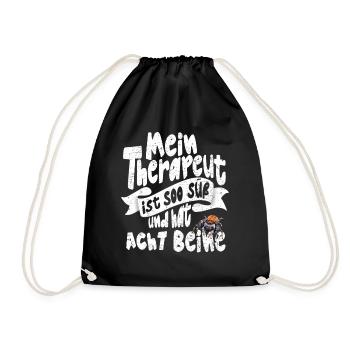 Lustiger Spruch Springspinnen Halter mit Humor - Turnbeutel - Schwarz - Vorne