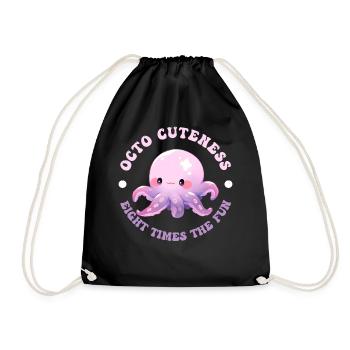Octo Cuteness Eight Times The Fun Kawaii Octopus L - Turnbeutel - Schwarz - Vorne