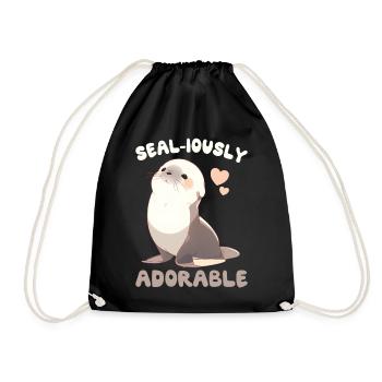 Seal-iously Adorable Seal Cute Sea Lion Ocean Anim - Turnbeutel - Schwarz - Vorne