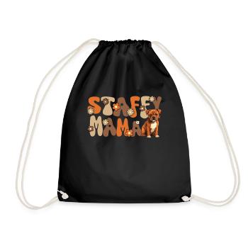 Staffordshire Bull Terrier Groovy Staffy Mama - Drawstring Bag - black - Front