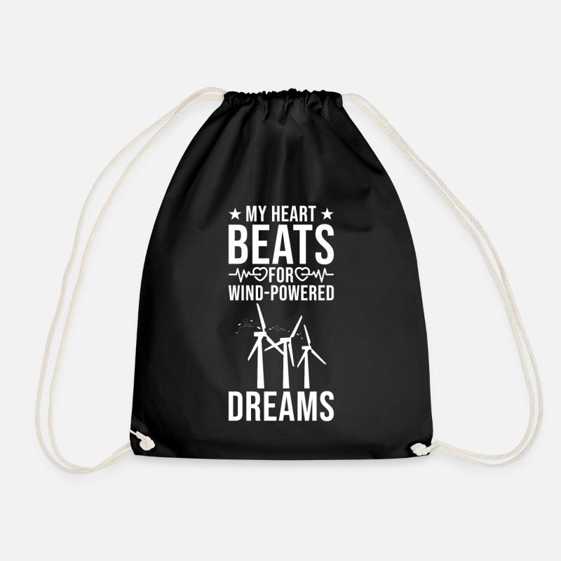 Wind Turbine Technician Windmill - Drawstring Bag - black