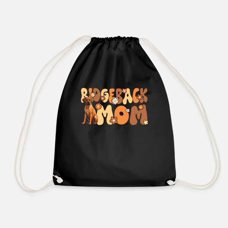 Rhodesian Ridgeback Groovy Ridgeback Mom - Drawstring Bag - black
