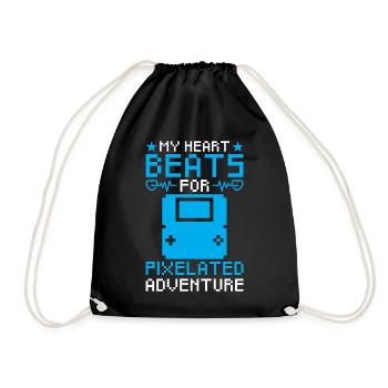 Retro Gaming Love Nostalgia Pixel Graphics - Drawstring Bag - black - Front