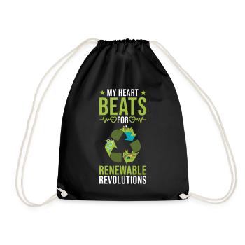Recycle Environmentalist Green Environment Reuse - Drawstring Bag - black - Front