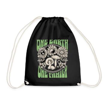 One Earth One Family Earth Day - Drawstring Bag - black - Front