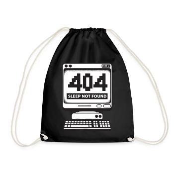 404 Sleep Not Found Funny Insomnia Programmer - Drawstring Bag - black - Front