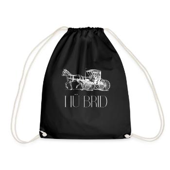 Hü Brid - Lustiges Hybrid Auto - Pferd Spruch - Turnbeutel - Schwarz - Vorne