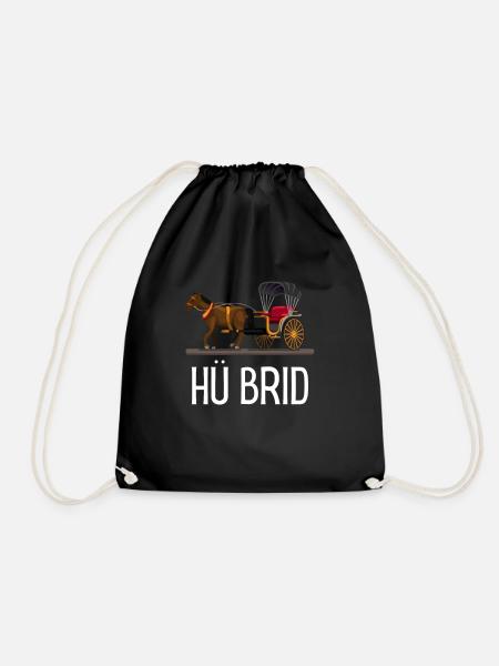 Hü Brid - Lustiges Hybrid Auto - Pferd Spruch - Turnbeutel - Schwarz