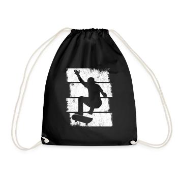Skateboarding Boy Sketch - Drawstring Bag - black - Front