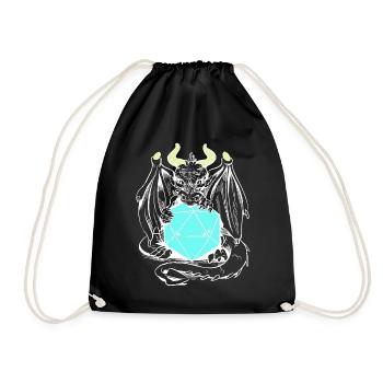 dragon, creature, mythical creature, fairy tale, fairy tale character - Drawstring Bag - black - Front