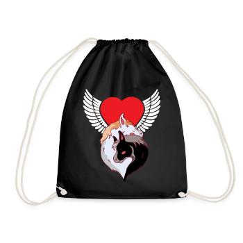 Chevaux célestes Amour Coeur Cheval Cavalier Fou - Sac de sport léger - noir - Devant