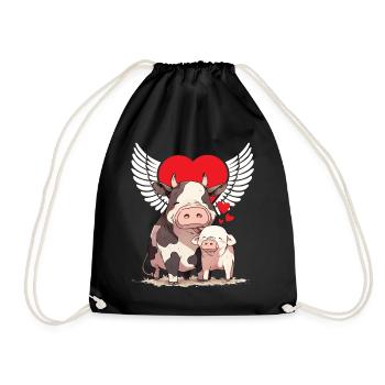 Amoureux des animaux Amoureux des animaux Vache Cochon Bien-être animal Coeur - Sac de sport léger - noir - Devant