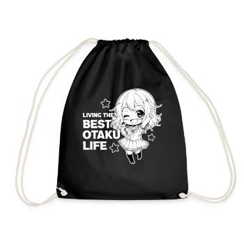 Otaku Life Kawaii Chibi School Girl Anime - Turnbeutel - Schwarz - Vorne