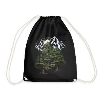 nature sauvage, montagnes, nature, forêt, pins, sapins, arbres - Sac de sport léger - noir - Devant