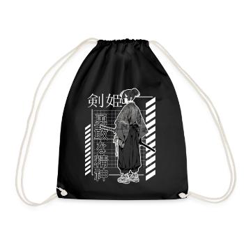 Samurai Anime Japanese Anti Social Streetwear Vapo - Turnbeutel - Schwarz - Vorne
