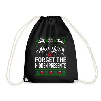 Most Likely To Forget The Hidden Presents Shirt, - Drawstring Bag - black - Front