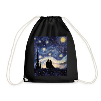 Chemise romantique nuit étoilée Saint-Valentin - Sac de sport léger - noir - Devant
