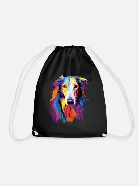Aquarelle coloré lévrier russe - Sac de sport léger - noir