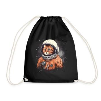 rote Katze im Astronautenanzug im Weltall - Turnbeutel - Schwarz - Vorne