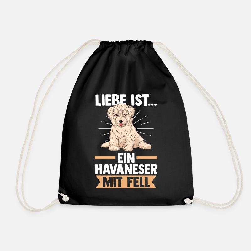 Hund Havaneser - Turnbeutel - Schwarz